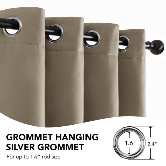Deconovo Thermovorhang Kälteschutz, Gardinen mit Ösen gegen Kälte, Wärmeisolierend Vorhang Verdunkelung Wohnzimmer, 160x280cm(HöhexBreite), Taupe, 1 Stück