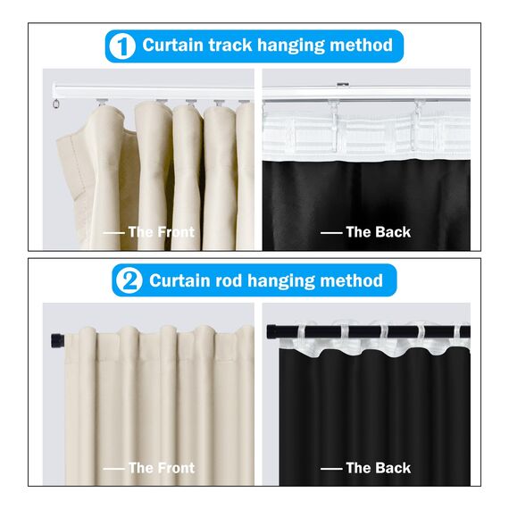 MaKefeile Raumteiler-Vorhänge, vollständig verdunkelnd, Sichtschutzvorhang, Paneel, wärmeisoliert, Geräuschreduzierung, Vorhänge für Schlafzimmer, Fenster, Wohnzimmer, Deckenschienenvorhang, B 3 m × H