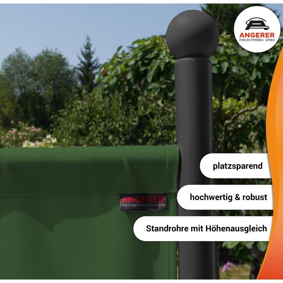 Angerer Stellwand 178 x 82 cm, Sicht- & Sonnenschutz, Raumtrenner, Innen & Outdoor Büro Balkon/Terrasse, Schlafzimmer, Garten, Made in Germany, waschbare Bezüge, Polyacryl grün