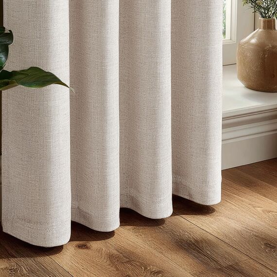 Deconovo Verdunklungsvorhänge mit ösen Gardinen Wohnzimmer Vorhänge Blickdicht Curtains Vorhang Verdunkelung, H214 x B140 cm (1er Pack), Leinen, 1er Set