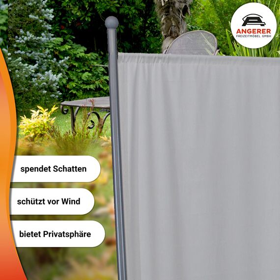 ANGERER Stellwand 178 x 82 cm, Sicht- & Sonnenschutz, Raumtrenner, Innen & Outdoor Büro Balkon/Terrasse, Schlafzimmer, Garten, Made in Germany, waschbare Bezüge, Polyacryl Elfenbein