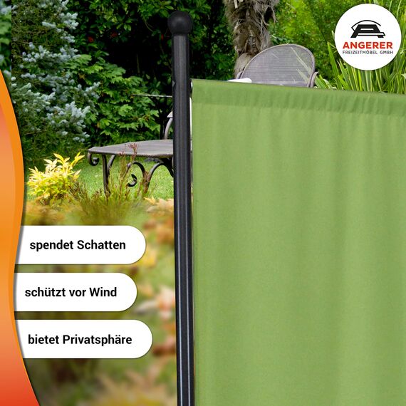 ANGERER Stellwand 178 x 178 cm, Sicht- & Sonnenschutz, Raumtrenner, Innen & Outdoor Büro Balkon/Terrasse, Schlafzimmer, Garten, Made in Germany, waschbare Bezüge, Polyacryl hellgrün