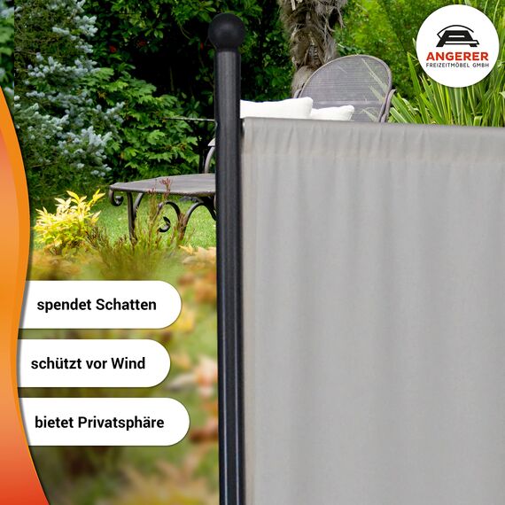 ANGERER Stellwand 178 x 178 cm, Sicht- & Sonnenschutz, Raumtrenner, Innen & Outdoor Büro Balkon/Terrasse, Schlafzimmer, Garten, Made in Germany, waschbare Bezüge, Polyacryl Elfenbein