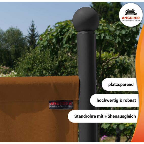 ANGERER Stellwand 178 x 178 cm, Sicht- & Sonnenschutz, Raumtrenner, Innen & Outdoor Büro Balkon/Terrasse, Schlafzimmer, Garten, Made in Germany, waschbare Bezüge, Polyacryl Terracotta