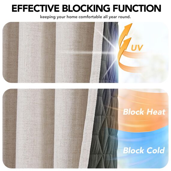 Deconovo Verdunklungsvorhänge mit ösen Gardinen Wohnzimmer Vorhänge Blickdicht Curtains Vorhang Verdunkelung, H214 x B140 cm (1er Pack), Leinen, 1er Set