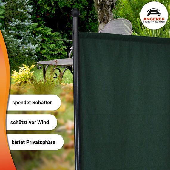 ANGERER Stellwand 178 x 178 cm, Sicht- & Sonnenschutz, Raumtrenner, Innen & Outdoor Büro Balkon/Terrasse, Schlafzimmer, Garten, Made in Germany, waschbare Bezüge, Polyacryl grün