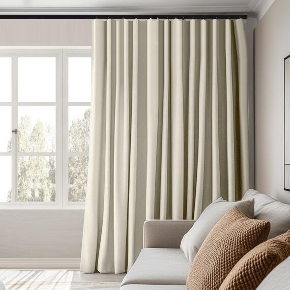 MaKefeile Raumteiler-Vorhänge, Blickdicht, wärmeisoliert, Geräuschreduzierung, Schlafzimmer, Wohnzimmer, Deckenschiene, B 3 m H 2,1 m, Beige