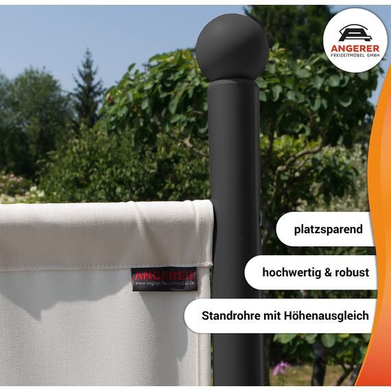 ANGERER Stellwand 178 x 178 cm, Sicht- & Sonnenschutz, Raumtrenner, Innen & Outdoor Büro Balkon/Terrasse, Schlafzimmer, Garten, Made in Germany, waschbare Bezüge, Polyacryl Elfenbein