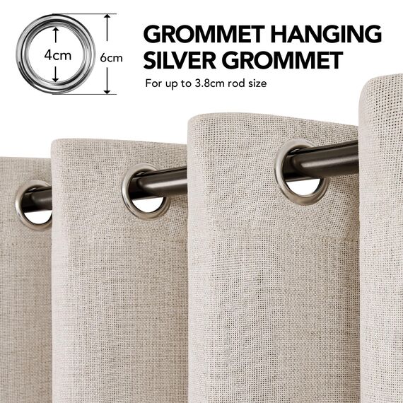 Deconovo Verdunklungsvorhänge mit ösen Gardinen Wohnzimmer Vorhänge Blickdicht Curtains Vorhang Verdunkelung, H214 x B140 cm (1er Pack), Leinen, 1er Set