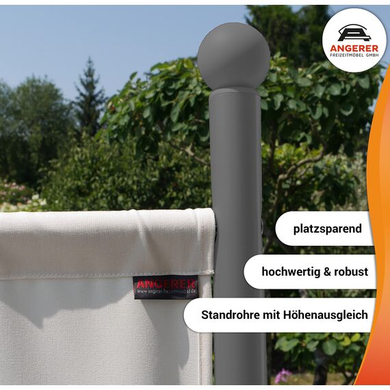 ANGERER Stellwand 178 x 82 cm, Sicht- & Sonnenschutz, Raumtrenner, Innen & Outdoor Büro Balkon/Terrasse, Schlafzimmer, Garten, Made in Germany, waschbare Bezüge, Polyacryl Elfenbein