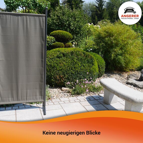 ANGERER Stellwand 178 x 82 cm, Sicht- & Sonnenschutz, Raumtrenner, Innen & Outdoor Büro Balkon/Terrasse, Schlafzimmer, Garten, Made in Germany, waschbare Bezüge, Polyacryl hellgrau