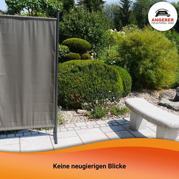 ANGERER Stellwand 178 x 82 cm, Sicht- & Sonnenschutz, Raumtrenner, Innen & Outdoor Büro Balkon/Terrasse, Schlafzimmer, Garten, Made in Germany, waschbare Bezüge, Polyacryl dunkelgrau