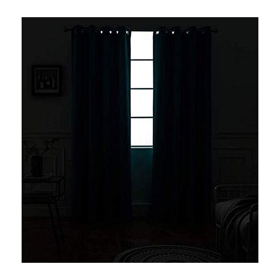 Yakamok Lichtblockierende Fenster-Verdunkelungsvorhänge, wärmeisoliert, Raumverdunkelungsvorhänge für Schlafzimmer, solide Ösen, 132 x 274 cm, Marineblau, 1 Paar