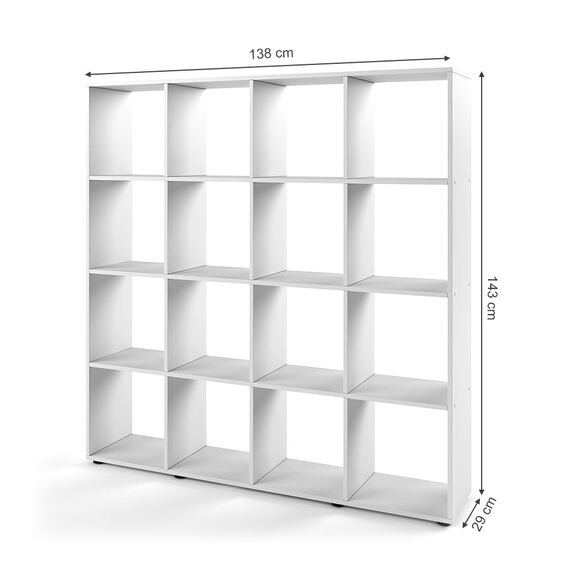 Vicco Raumteiler Karree, Weiß, 138.5 x 142.5 cm, zur flexiblen Raumaufteilung und übersichtlichen Aufbewahrung