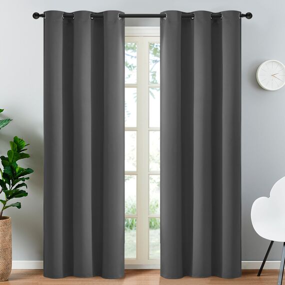 Yakamok 213 cm lange Verdunkelungsvorhänge für Schlafzimmer, wärmeisolierte Raumverdunkelungsvorhänge, lichtblockierende Verdunkelungsvorhänge für Wohnzimmer, 2 Paneele, 96 x 213 cm, Anthrazit