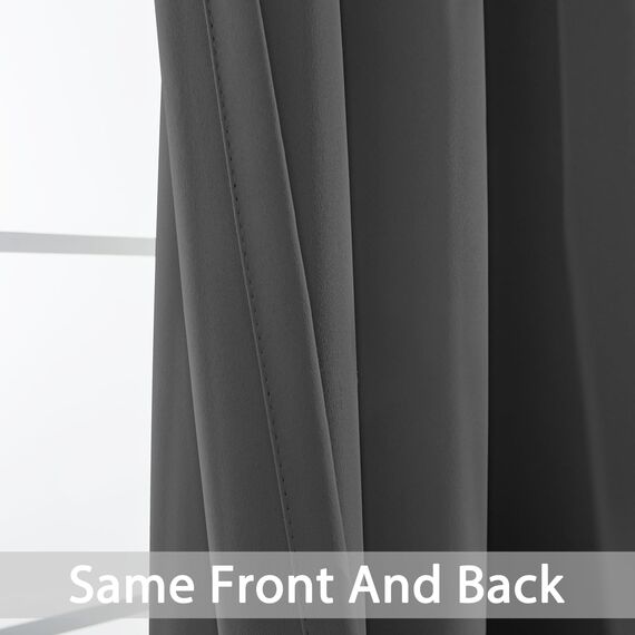 Yakamok 213 cm lange Verdunkelungsvorhänge für Schlafzimmer, wärmeisolierte Raumverdunkelungsvorhänge, lichtblockierende Verdunkelungsvorhänge für Wohnzimmer, 2 Paneele, 96 x 213 cm, Anthrazit