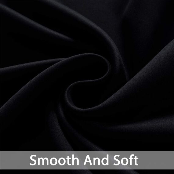 2 Platten yakamok isoliert Tülle Noise Blocking Verdunklungsvorhänge mit 2 Bändern für Schlafzimmer/Wohnzimmer, Polyester-Mischgewebe, Jet Black, 52Wx96L