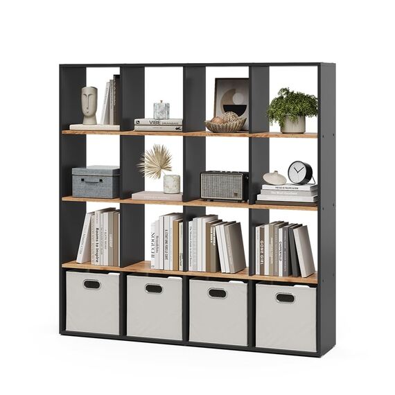 Vicco Raumteiler Karree, Anthrazit/Goldkraft Eiche, 142.4 x 143 cm, zur flexiblen Raumaufteilung und übersichtlichen Aufbewahrung