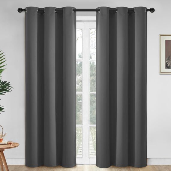 Yakamok Verdunkelungsvorhänge für Schlafzimmer, wärmeisoliert, 213 cm, lichtblockierende Verdunkelungsvorhänge für Wohnzimmer, 2 Paneele, 106 x 213 cm, Anthrazitgrau