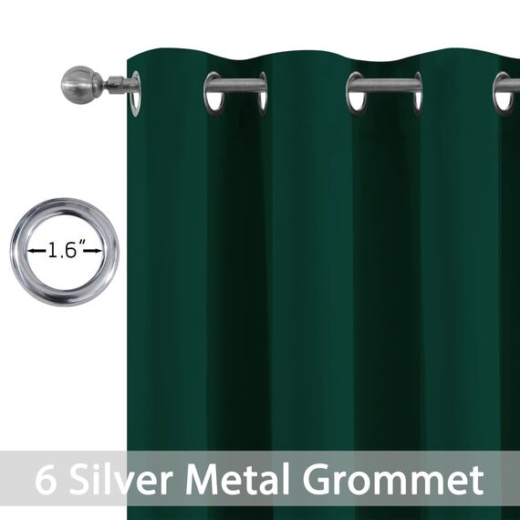 Yakamok Dunkelgrüne Verdunkelungsvorhänge für Schlafzimmer, lichtblockierende Fensterbehandlung, Vorhänge mit solider Öse, für Wohnzimmer, 42 x 84 cm, 2 Vorhänge