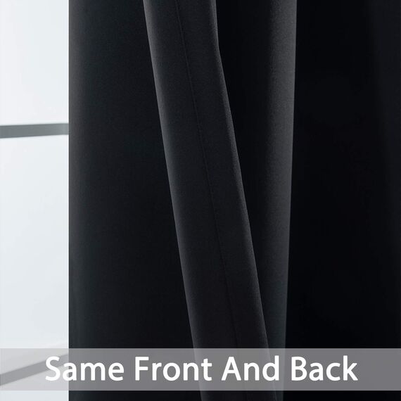 2 Platten yakamok isoliert Tülle Noise Blocking Verdunklungsvorhänge mit 2 Bändern für Schlafzimmer/Wohnzimmer, Polyester-Mischgewebe, Jet Black, 52Wx96L