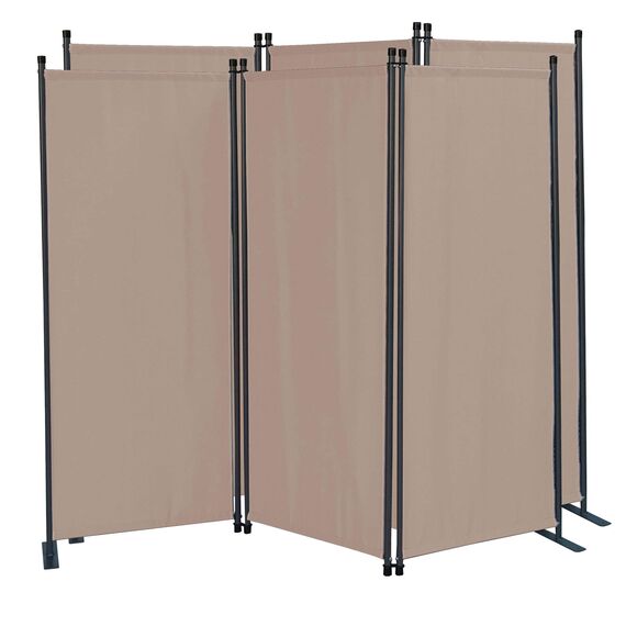 QUICK STAR Paravent 6 Teilig 340x165cm Beige - Garten & Balkon Sichtschutz Stellwand Innen & Außen - Raumteiler Trennwand Faltbar Blickdicht & Wetterfest