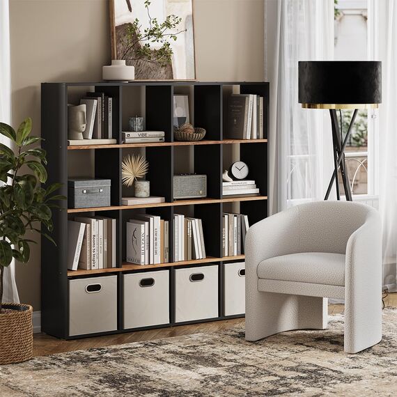 Vicco Raumteiler Karree, Anthrazit/Goldkraft Eiche, 142.4 x 143 cm, zur flexiblen Raumaufteilung und übersichtlichen Aufbewahrung