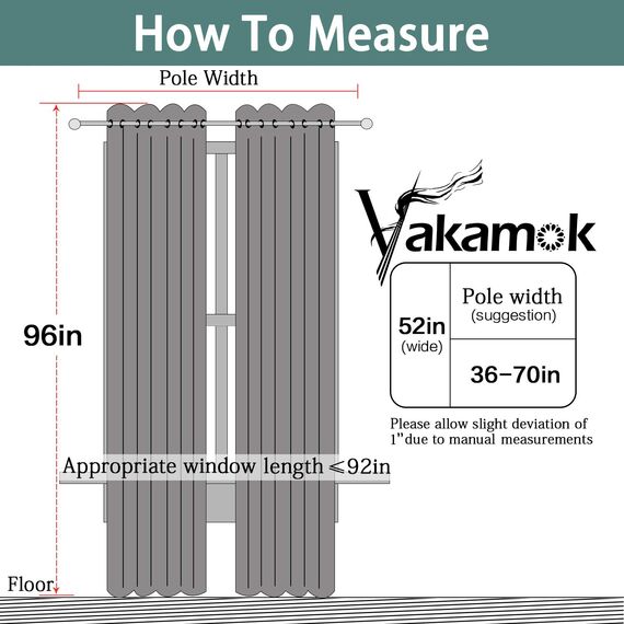 2 Platten yakamok isoliert Tülle Noise Blocking Verdunklungsvorhänge mit 2 Bändern für Schlafzimmer/Wohnzimmer, Polyester-Mischgewebe, Jet Black, 52Wx96L