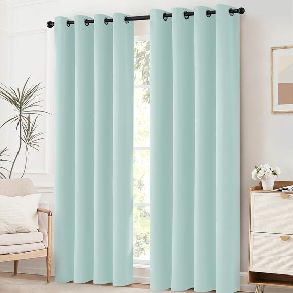 2 Platten yakamok isoliert Tülle Noise Blocking Verdunklungsvorhänge mit 2 Bändern für Schlafzimmer/Wohnzimmer, Polyester-Mischgewebe, Pool, 52Wx96L