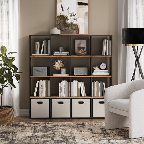 Vicco Raumteiler Karree, Anthrazit/Goldkraft Eiche, 142.4 x 143 cm, zur flexiblen Raumaufteilung und übersichtlichen Aufbewahrung
