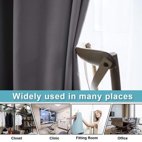 PONY DANCE Extra Breite Gardine Blickdicht 1 Stück H 243 x B 304 cm Verdunkelungsgardine Thermovorhänge Hitzeschutz & Energiesparen im Sommer Raumtrenner Vorhang Sichtschutz Gardinen Grau Blickdicht