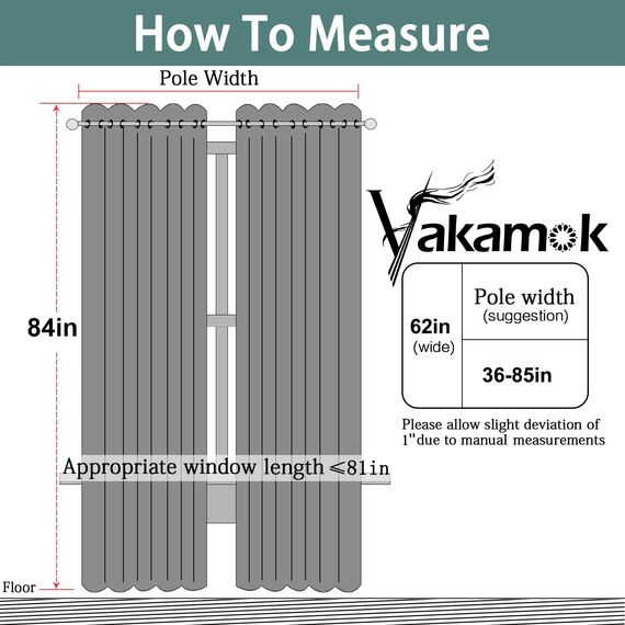Yakamok Verdunkelungsvorhänge, wärmeisoliert, Fensterpaneele, solide Ösen, für Schlafzimmer/Wohnzimmer (62 x 84 cm, Grau, 2 Paneele)