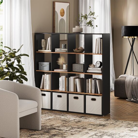 Vicco Raumteiler Karree, Anthrazit/Goldkraft Eiche, 142.4 x 143 cm, zur flexiblen Raumaufteilung und übersichtlichen Aufbewahrung