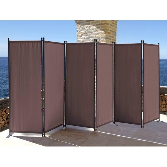 QUICK STAR Paravent 6 Teilig 340x165cm Beigegrau - Garten & Balkon Sichtschutz Stellwand Innen & Außen - Raumteiler Trennwand Faltbar Blickdicht & Wetterfest