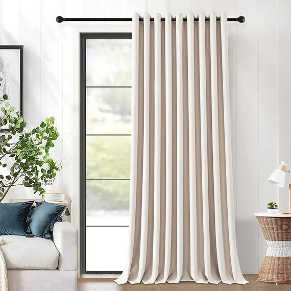 MRTREES Thermo Vorhang Verdunkelung mit Ösen Vorhänge Beige Blickdicht Gegen Kälte, Gardinen Extra Breite 300 cm, Lang 240 cm, 1 Stück, Raumtrenner Vorhang für Kinderzimmer Schlafzimmer Schrank