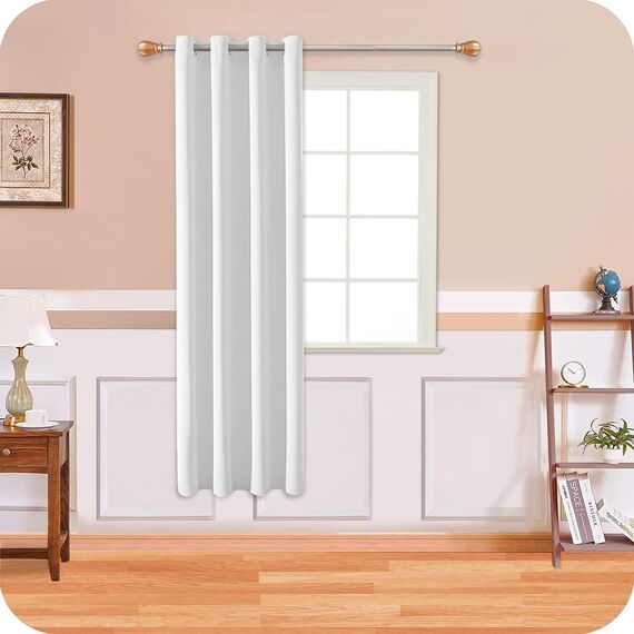 MRTREES Verdunkelungsvorhang Thermovorhang Kälteschutz mit Ösen Vorhang Weiss-grau Blickdicht 240 cm Lang 140 cm Breit, 1 Stück, Wohnzimmer Vorhänge und Gardinen Abdunkelnd