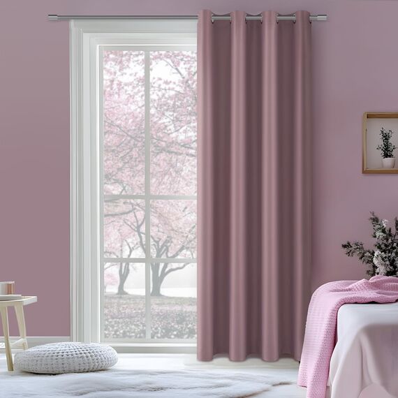 MRTREES Blackout Curtain Thermo Vorhang Gegen Kälte Gardine Blickdicht, Abdunkelnde Vorhänge mit Ösen 225 cm Lang 140 cm Breit, 1 Stück, Gardinen Verdunkelnd Altrosa für Wohnzimmer Kinderzimmer