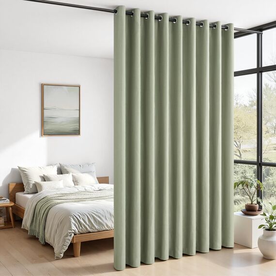 MRTREES Thermovorhang Gardine Blickdicht mit Ösen, Raumteiler Vorhang 260 cm Lang 200 cm Breit, 1 Stück, Verdunklungsvorhänge Grün Kälteschutz für Tür Wohnzimmer Kinderzimmer