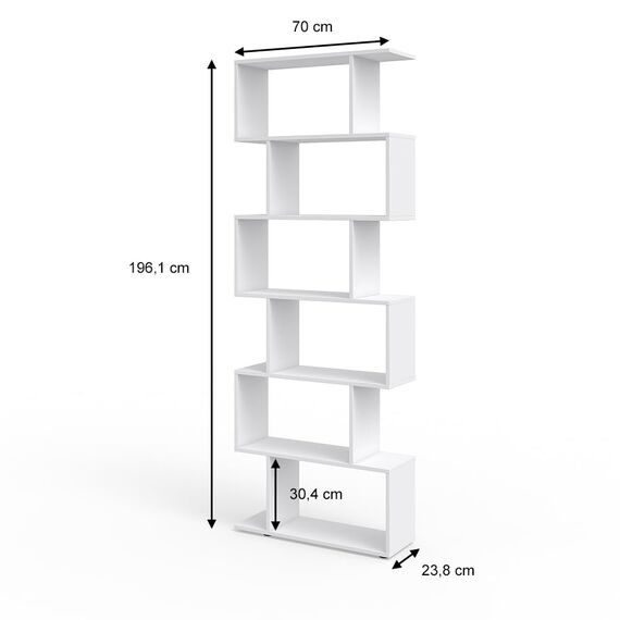 Vicco Raumteiler Levio, Weiß, 70 x 192.2 cm, zur flexiblen Raumaufteilung in Z-Form beidseitig stellbar