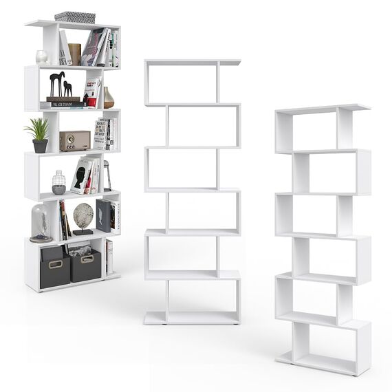 Vicco Raumteiler Levio, Weiß, 70 x 192.2 cm, zur flexiblen Raumaufteilung in Z-Form beidseitig stellbar
