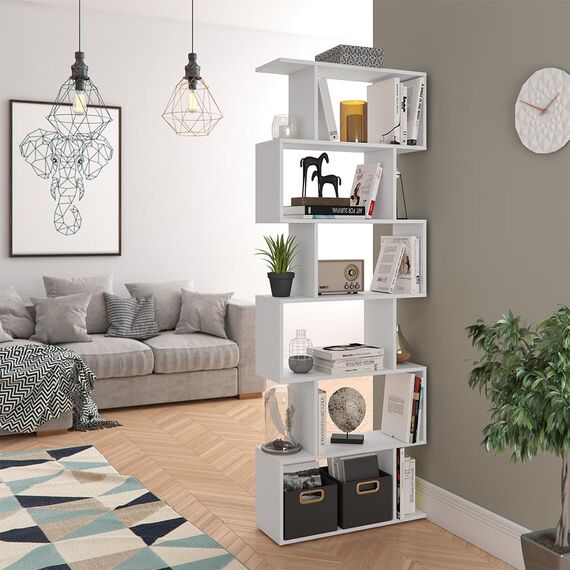 Vicco Raumteiler Levio, Weiß, 70 x 192.2 cm, zur flexiblen Raumaufteilung in Z-Form beidseitig stellbar