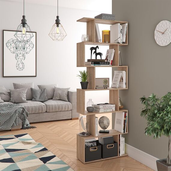 Vicco Raumteiler Levio, Sonoma, 70 x 192.2 cm, zur flexiblen Raumaufteilung in Z-Form beidseitig stellbar