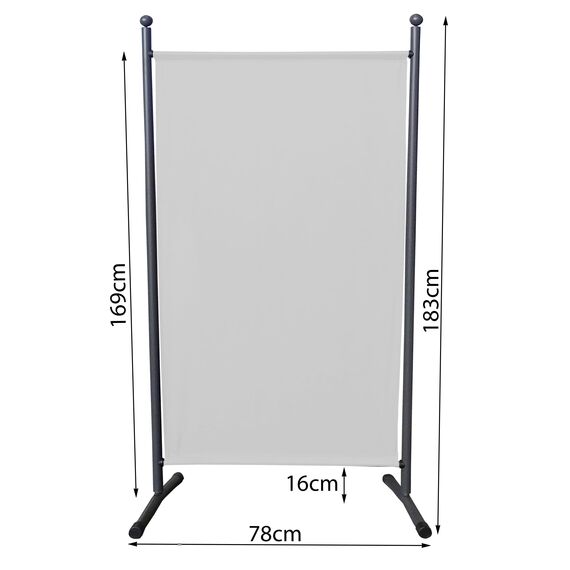 QUICK STAR Paravent Outdoor Wetterfest 180 x 78 cm Weiß | Raumteiler Stellwand Innen | Garten & Balkon Sichtschutz Blickdicht