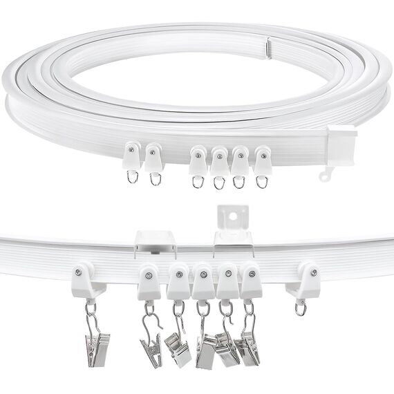 TOKPLNU Decken-Vorhangschiene, flexibel, biegbare Vorhangschiene, für Vorhangschienen-Wandmontage, gebogenes Vorhangschienen-System-Set für Wohnmobil, Raumteiler, Erkerfenster, 6,1 m