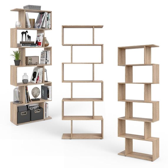 Vicco Raumteiler Levio, Sonoma, 70 x 192.2 cm, zur flexiblen Raumaufteilung in Z-Form beidseitig stellbar