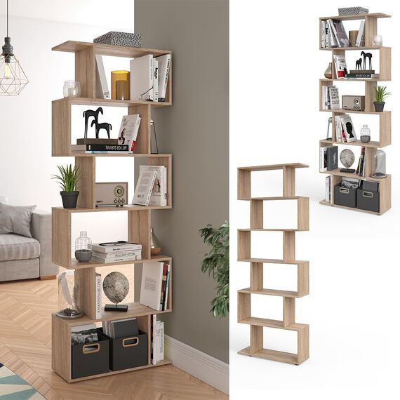Vicco Raumteiler Levio, Sonoma, 70 x 192.2 cm, zur flexiblen Raumaufteilung in Z-Form beidseitig stellbar
