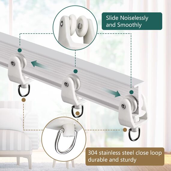 TOKPLNU Decken-Vorhangschiene, flexibel, biegbare Vorhangschiene, für Vorhangschienen-Wandmontage, gebogenes Vorhangschienen-System-Set für Wohnmobil, Raumteiler, Erkerfenster, 6,1 m
