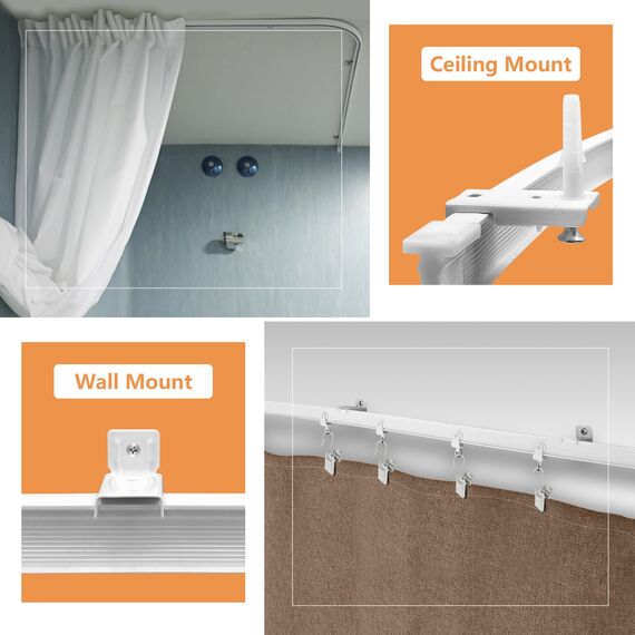 Deckenvorhangschiene, flexibel, biegbar, Deckenvorhangschiene, gebogene Vorhangschiene, 3.6 m, Deckenschiene für Vorhänge, Vorhangschiene, Deckenwandhalterung für Wohnmobil Vorhang Erkerfenster