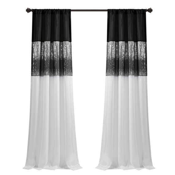 Lush Decor Night Sky Window Curtain Single Panel Fenstervorhang, Motiv: Nachthimmel, 1 Stück, Polyester, Schwarz und Weiß, 42" W x 84" L (Pack of 1)