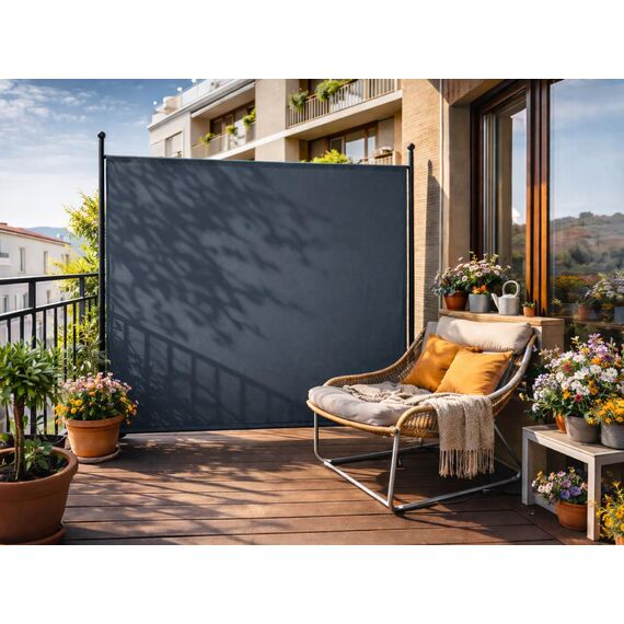 QUICK STAR Paravent Outdoor Wetterfest 180 x 178 cm Grau | Raumteiler Stellwand Innen | Garten & Balkon Sichtschutz Blickdicht